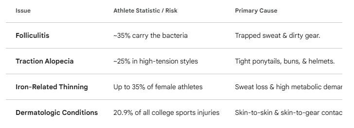 Athletes go through scalp and hair issues
