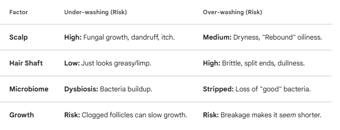Comparison between underwashing and overwashing hair